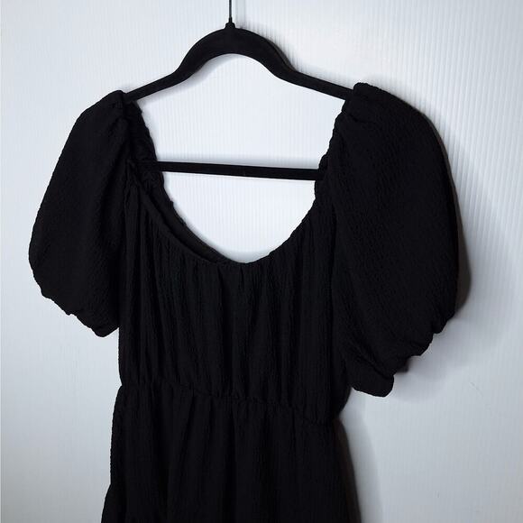 ASTR The Label Smocked Tiered Dress Midi Peasant Puff Sleeve Cottage Medium - Picture 11 of 11